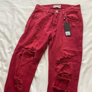 One x One Teaspoon high waist awesome baggies. Red envy, size 23